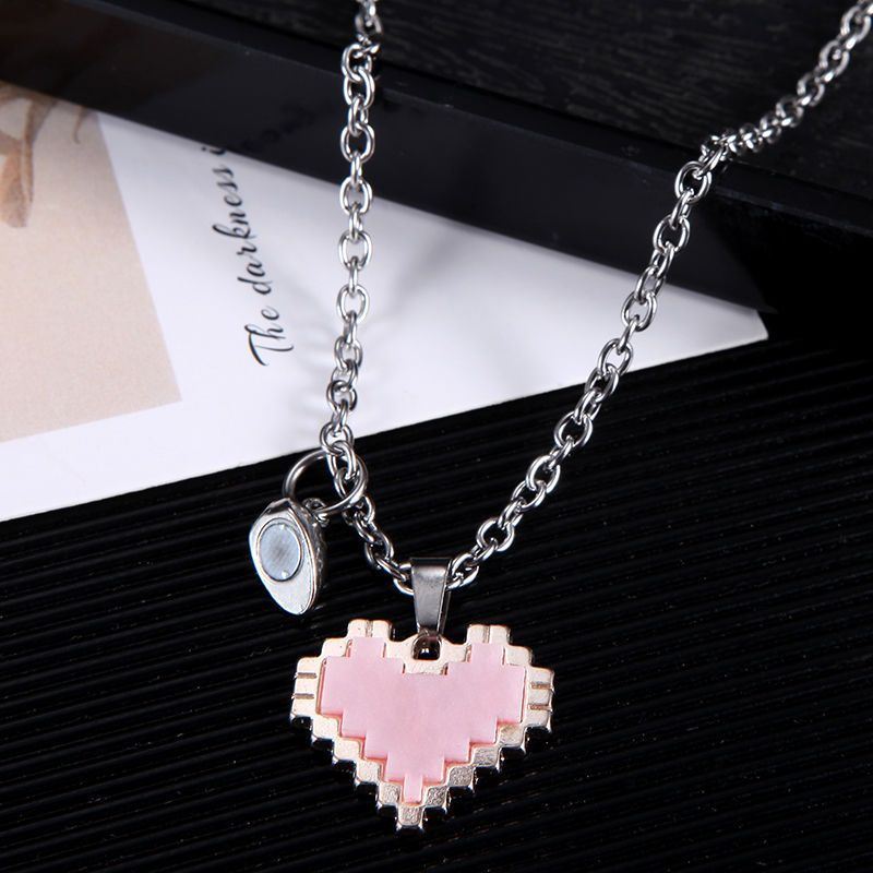 2pcs Magnetic Heart-shaped Mosaic Necklace Fashion Personality Couple Love Necklace For Valentine's Day - globaltradeleader