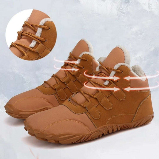 Outdoor Winter Snow Boots Men's Waterproof Bare Feet Five-finger Cotton Shoes Fleece Lined Padded Warm Keeping - globaltradeleader