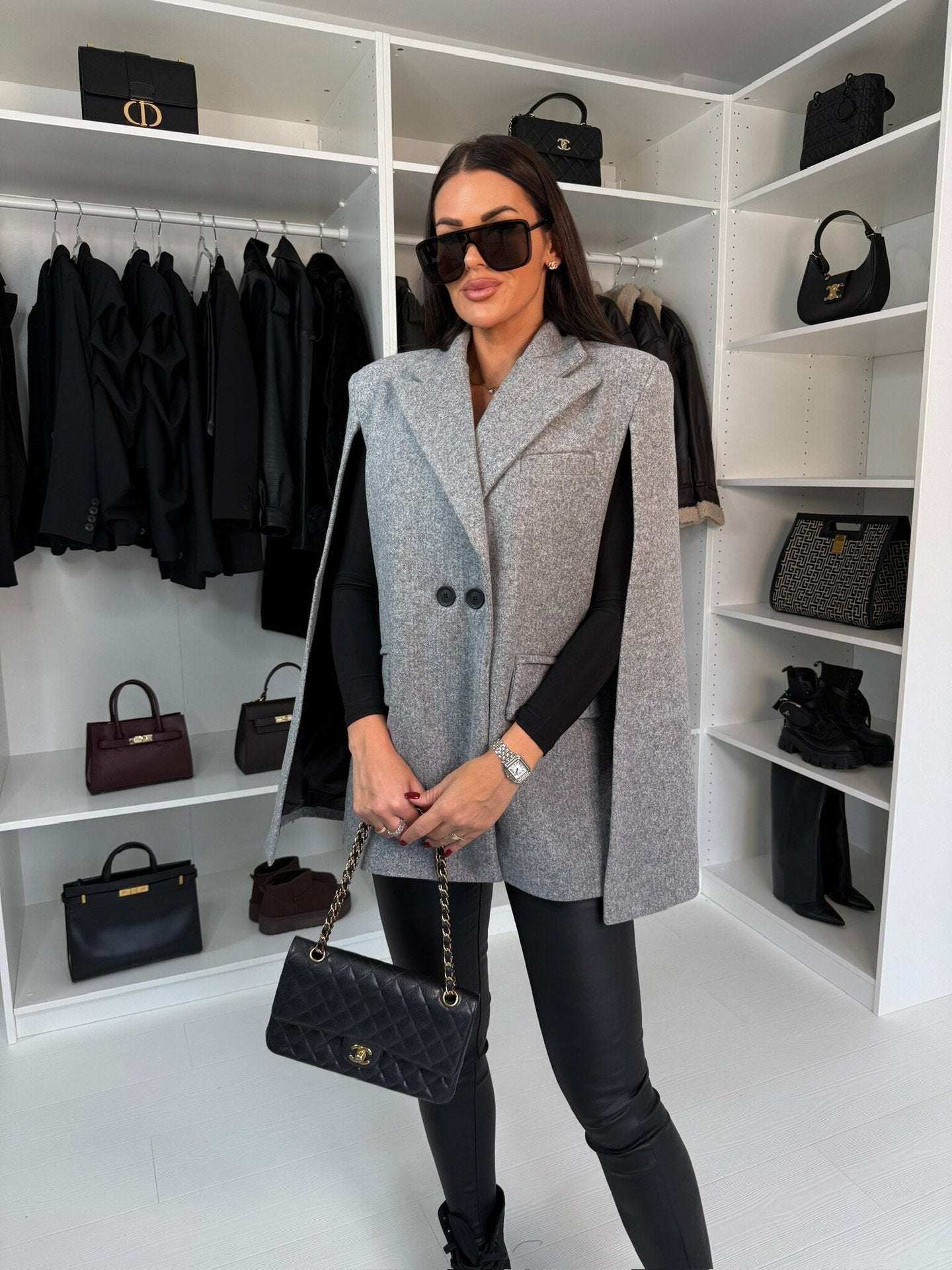 Fashion Solid Color Loose Shawl Coat - globaltradeleader