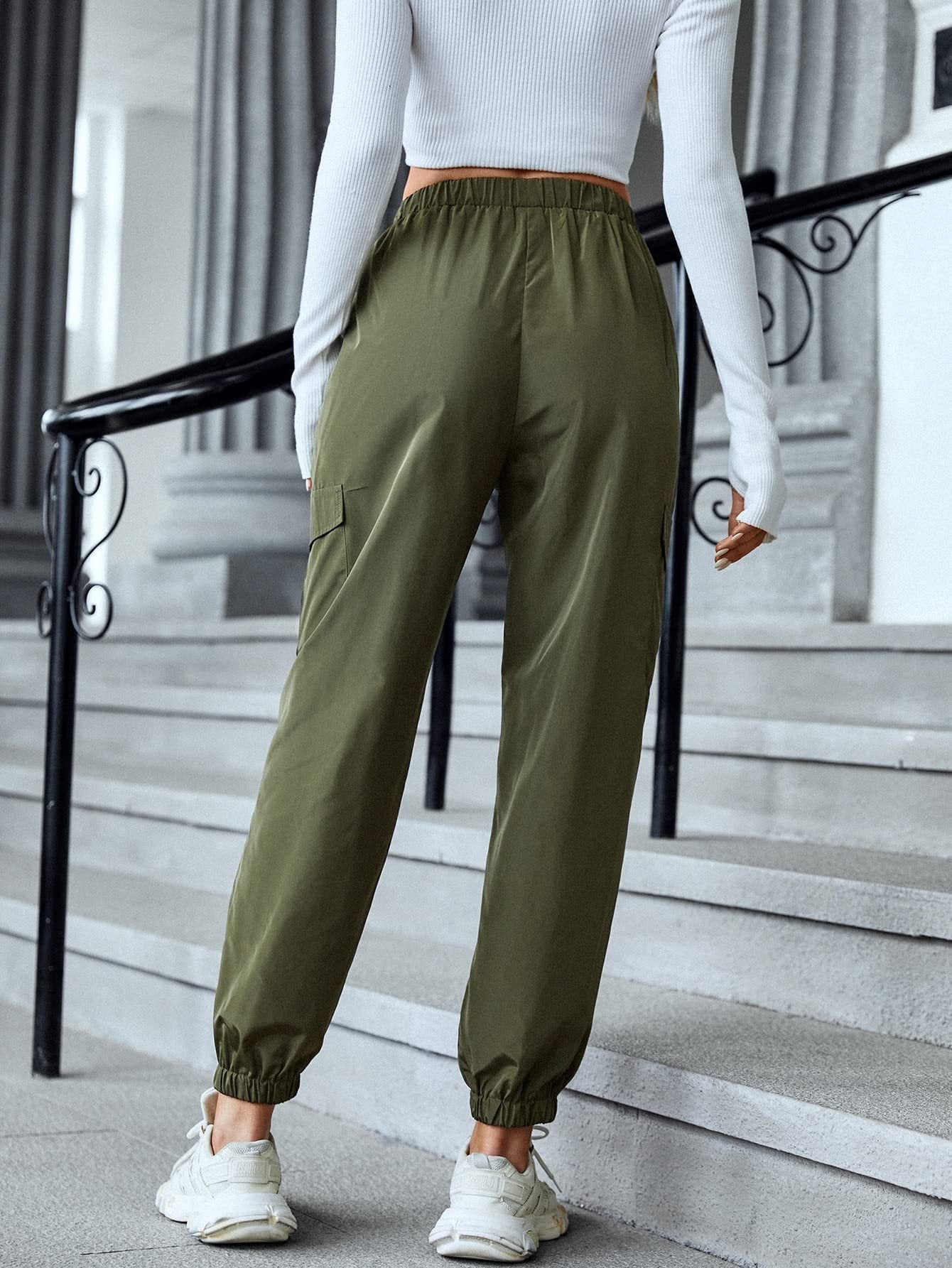 New Cargo Pants Fashion Casual Multi-pocket Elastic Waist Pencil Pants For Women - globaltradeleader