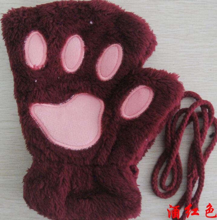 Winter Lovely Half Cover Paw Bear Cat Claw Gloves Short Finger - globaltradeleader