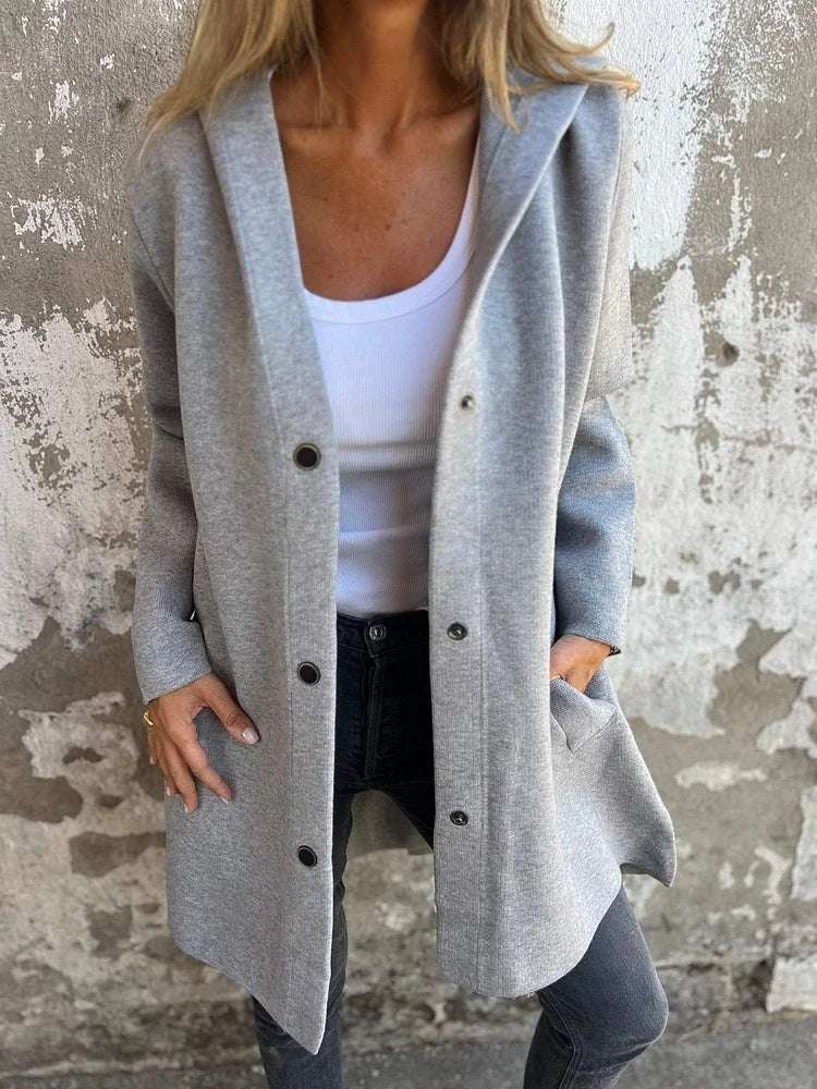 Casual Hooded Single-Breasted Cardigan Fashion Loose Solid Color Jacket Spring And Autumn Women's Clothing - globaltradeleader