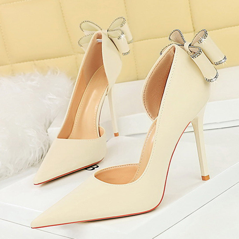 Sexy Low-cut Pointed Toe Rhinestone Stiletto Heel High Heels - globaltradeleader