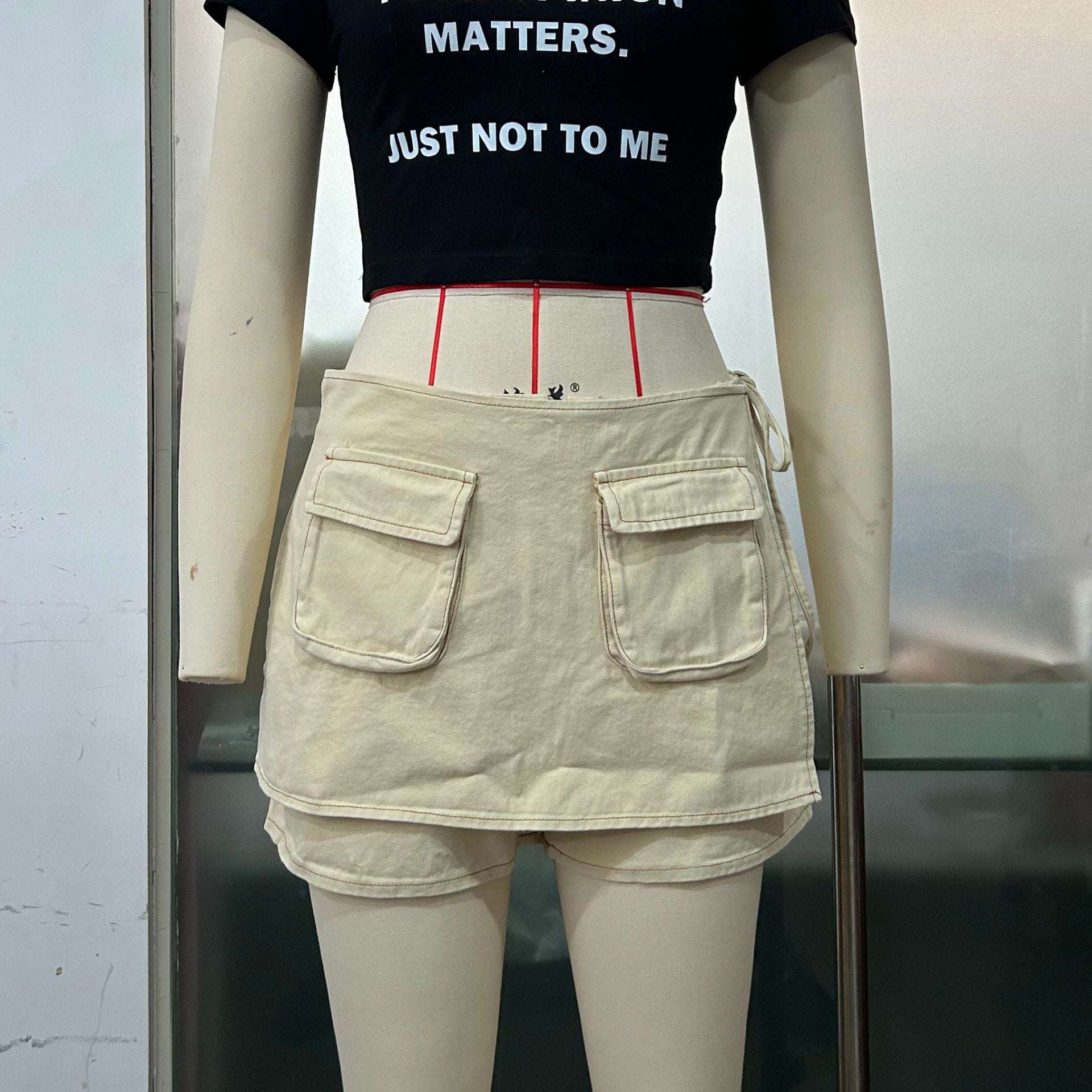 Retro Pocket Denim Culotte Lace-up - globaltradeleader