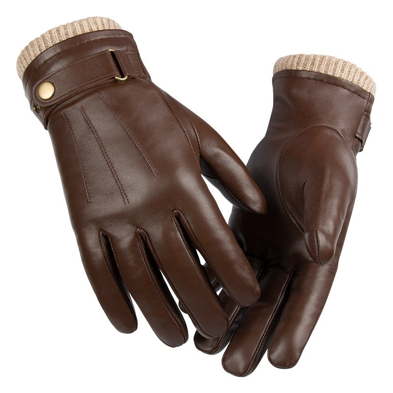 Men's Fleece-lined Windproof Winter Sheepskin Warm Gloves - globaltradeleader