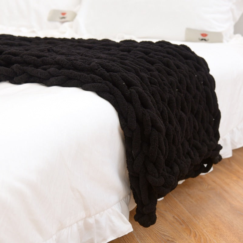Handmade Coarse Yarn Woven Blanket Coarse Chenille Knitted Blanket - globaltradeleader
