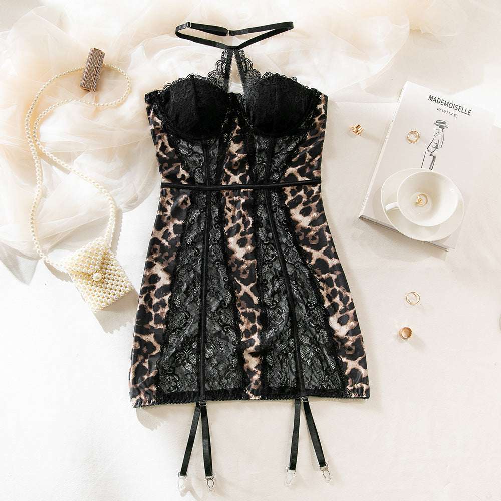Sexy Leopard Lace Tube Top Dress Ins Fashion Corset A-line Short Dresses For Women Clothing - globaltradeleader