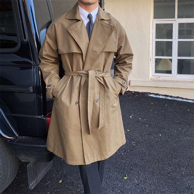 Commuting Mid-length Trench Coat With Double-breasted Lapels - globaltradeleader