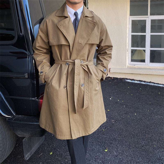 Commuting Mid-length Trench Coat With Double-breasted Lapels - globaltradeleader