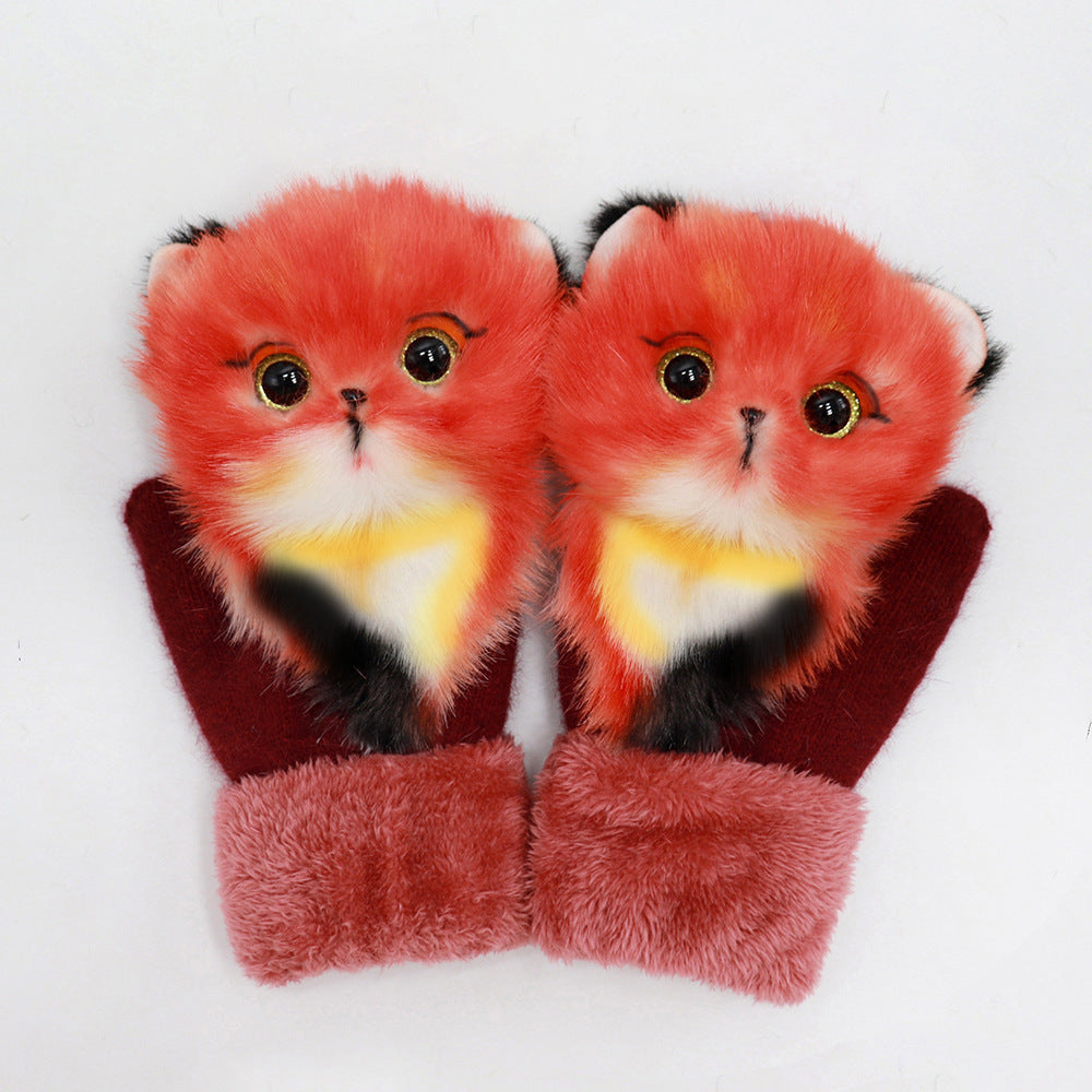 Winter Women's Plush Cartoon Animal Gloves - globaltradeleader