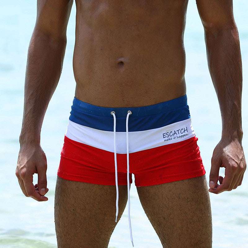 Tri-color stitching contrast beach shorts - globaltradeleader