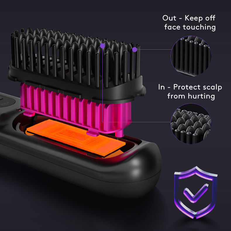 2 In 1 Straight Hair Comb Wireless Hair Straightener Brush Hair Fast Heating Portable Hot Curler USB Charging - globaltradeleader