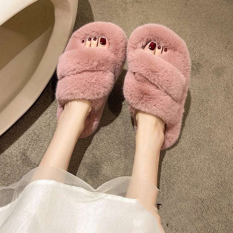 Winter Fuzzy Slippers Women Warm Soft Plush Shoes - globaltradeleader