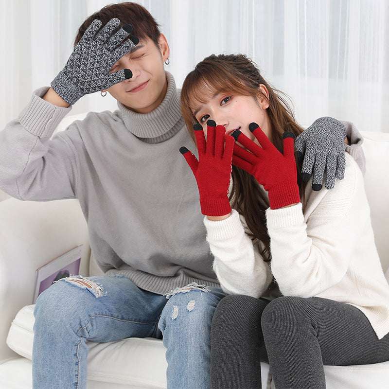 Winter Knitted Gloves For Men And Women Warm Cycling Anti-Cold Anti-Slip Triangular Offset Warm Gloves - globaltradeleader