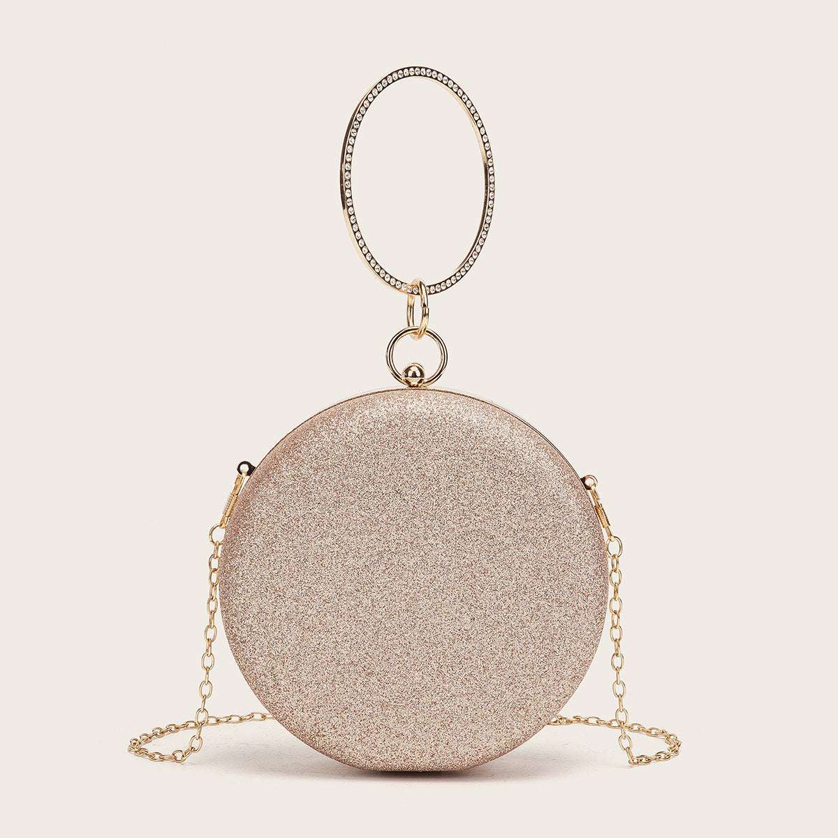 Diamondencrusted Handheld Round Box Bag Chain Evening