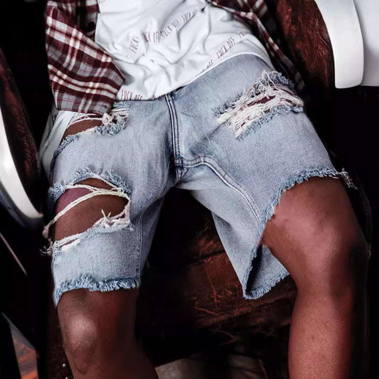 Men's Ripped Shorts Men's European Hip Hop Raw Edges - globaltradeleader