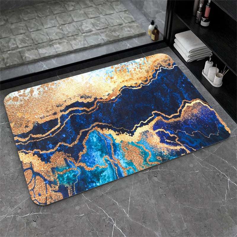 Nordic Light Luxury Marbling Diatom Ooze Absorbent Non-slip Floor Mat Toilet Door Quick-drying Feet - globaltradeleader