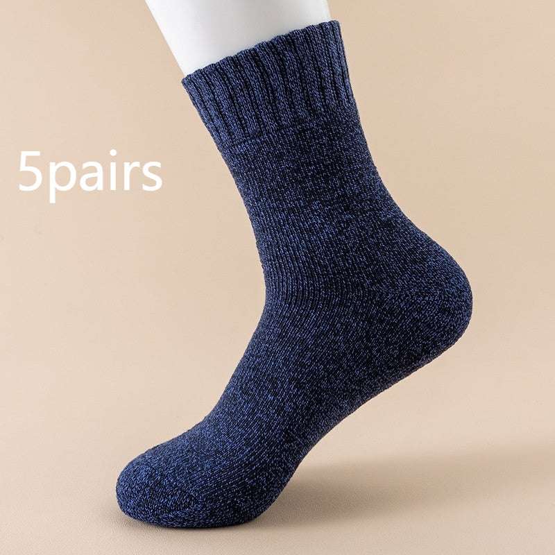 Autumn And Winter Fleece Lined Padded Warm Keeping Mid-calf Solid Color Socks - globaltradeleader