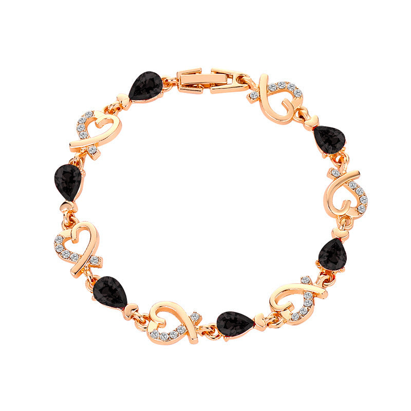 Hollow Love Bracelet With Rhinestones Fashion Temperament Heart-shaped Bracelet For Valentine's Day Gift Jewelry - globaltradeleader