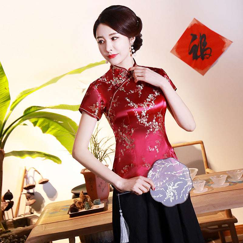 Improved Cheongsam Top Brocade Slim Retro Women