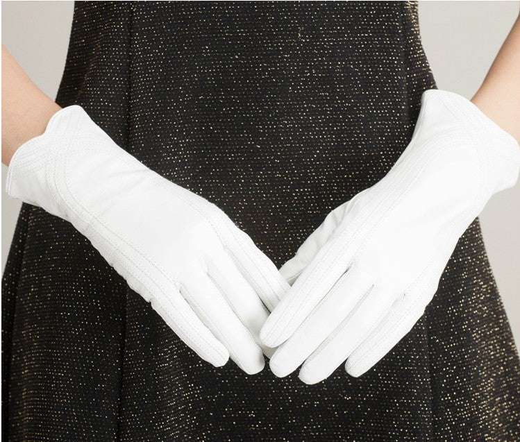 Women's Fashion Winter Warm Gloves Real Lamb Leather Handmade Curve Sheepskin Gloves - globaltradeleader