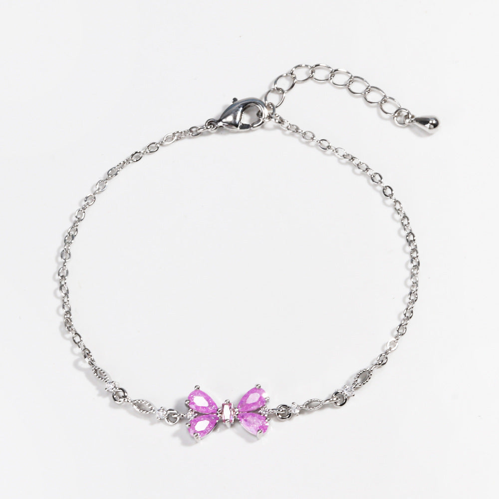 Sweet Bow Heart Rhinestone Bracelet Y2K Ins Fashion Chain Bracelet Valentine's Day - globaltradeleader
