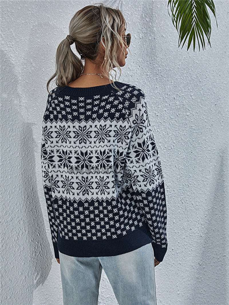 Knitted Loose Christmas Long-sleeved Round Neck Sweater