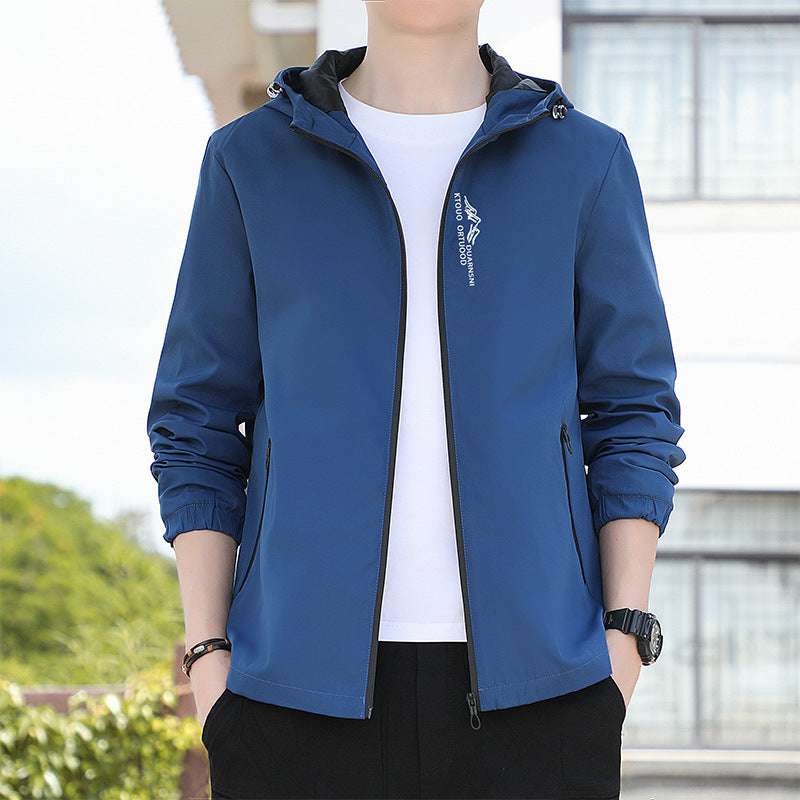 Breathable Quick-drying Loose Elastic Zipper Hooded Men's Jacket - globaltradeleader