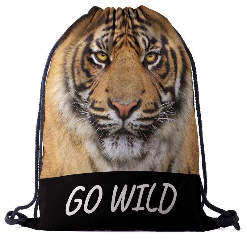 Drawstring Pocket 3d Digital Printed Animal Drawstring Bag Storage Drawstring Bag