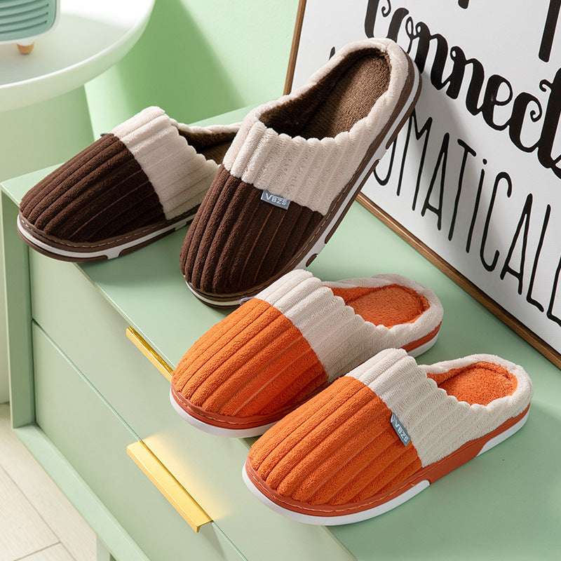 Unisex Winter Slippers Corduroy Shoes Couples Bedroom Slippers Women Men - globaltradeleader