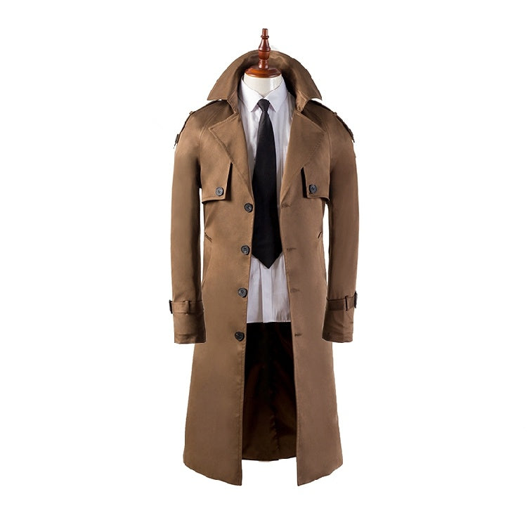 Men's Trench Coat Super Long Over The Knee Slim Business Casual - globaltradeleader