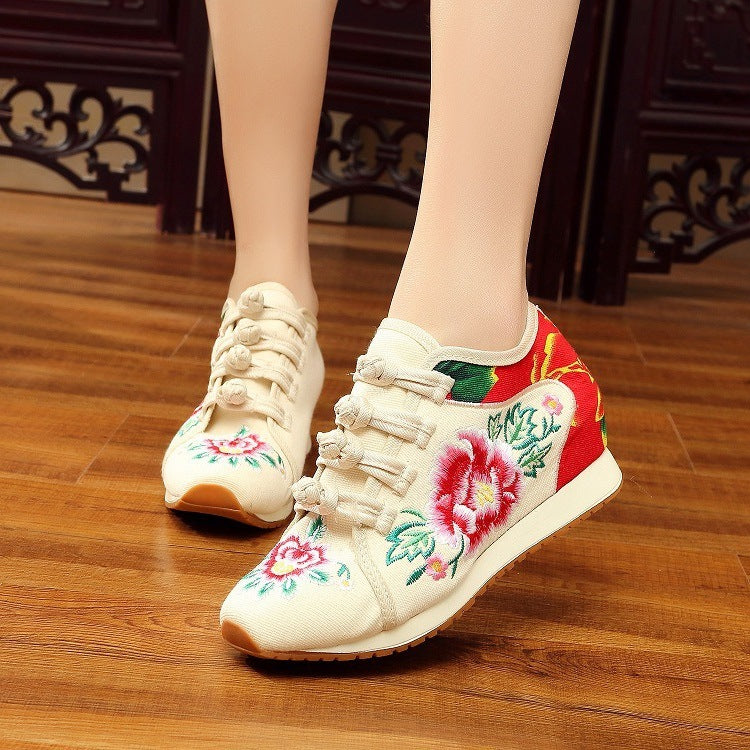 Buckle embroidered shoes ethnic casual shoes