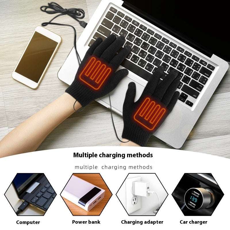 USB Heating Electric Heating Gloves Thermal Thickened Knitting - globaltradeleader