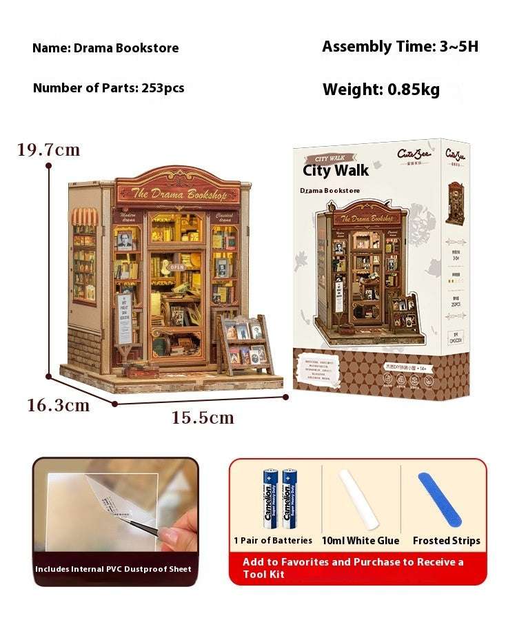 Drama Bookstore Creative Diy Wooden 3d Stereo Hand-assembled Book Stand