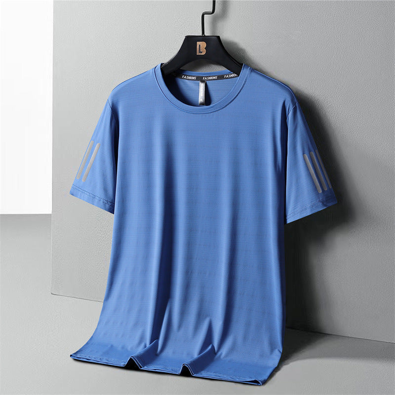 Large Size Ice Silk Short Sleeve T-shirt Quick Drying Clothes Summer Thin - globaltradeleader