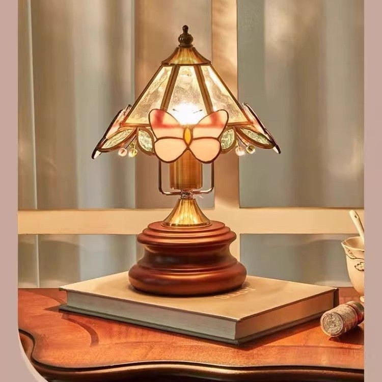 Retro Butterfly Flower Glass Mini Table Lamp - globaltradeleader