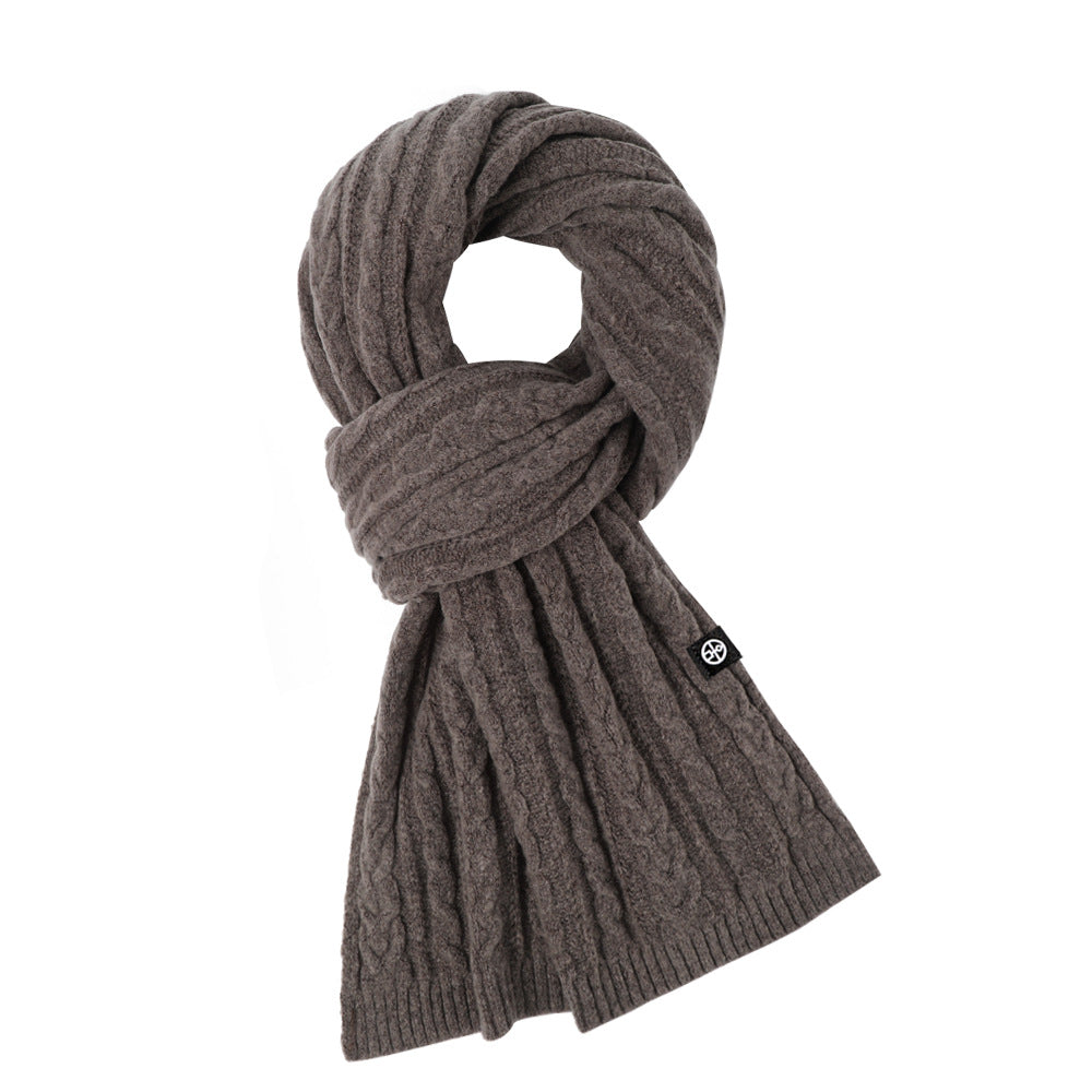 Solid Color Scarf For Women Winter Warm Fashion Versatile  Shawl Korean Style Sweet Knitted Woolen Long Scarf