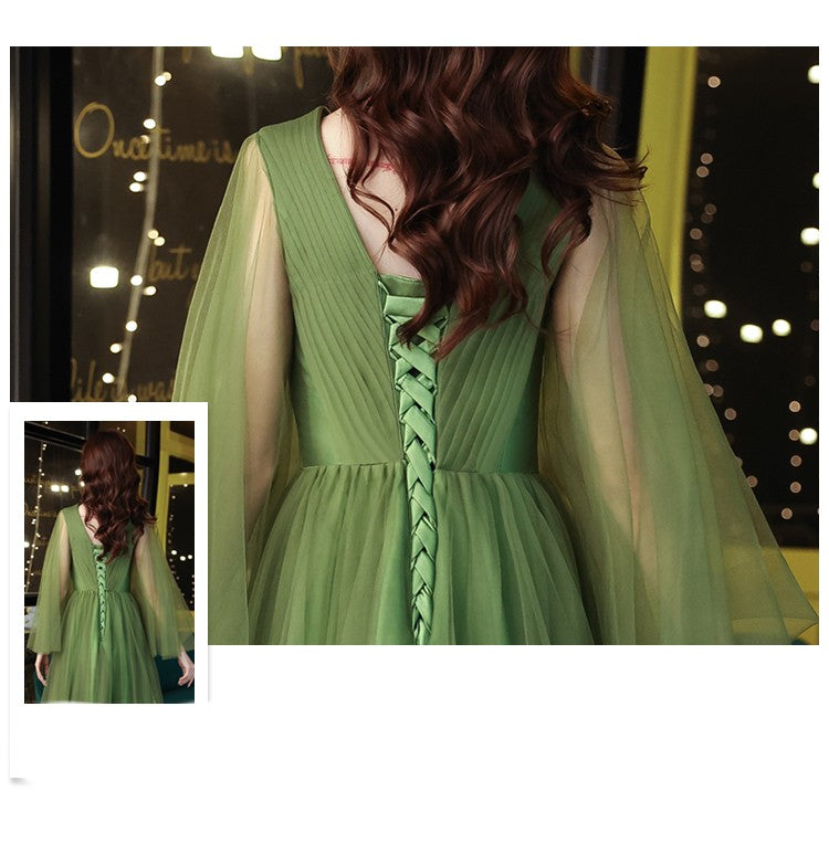 Green Wedding Dress Guzheng Art Examination Solo