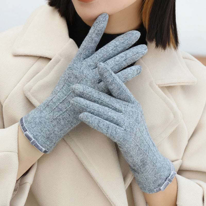 Women's Winter Fleece Lined Padded Warm Keeping Finger Gloves - globaltradeleader