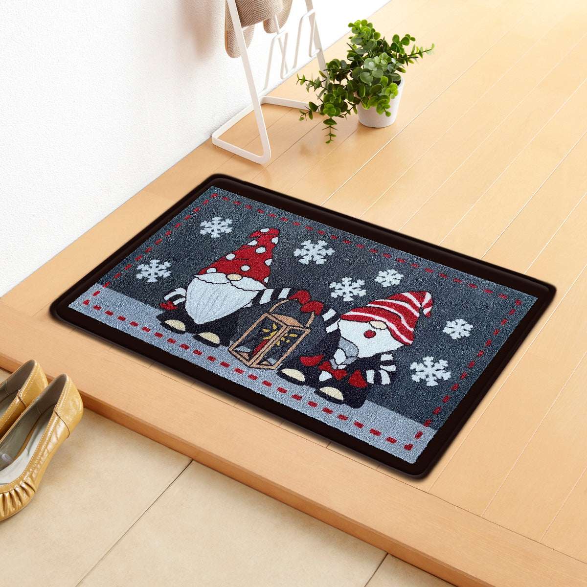 Cartoon Christmas Letters Entering The Door Carpet Floor Mat