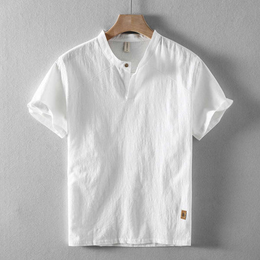 Retro Breathable Casual Summer Men's Linen Short Sleeve Shirt - globaltradeleader