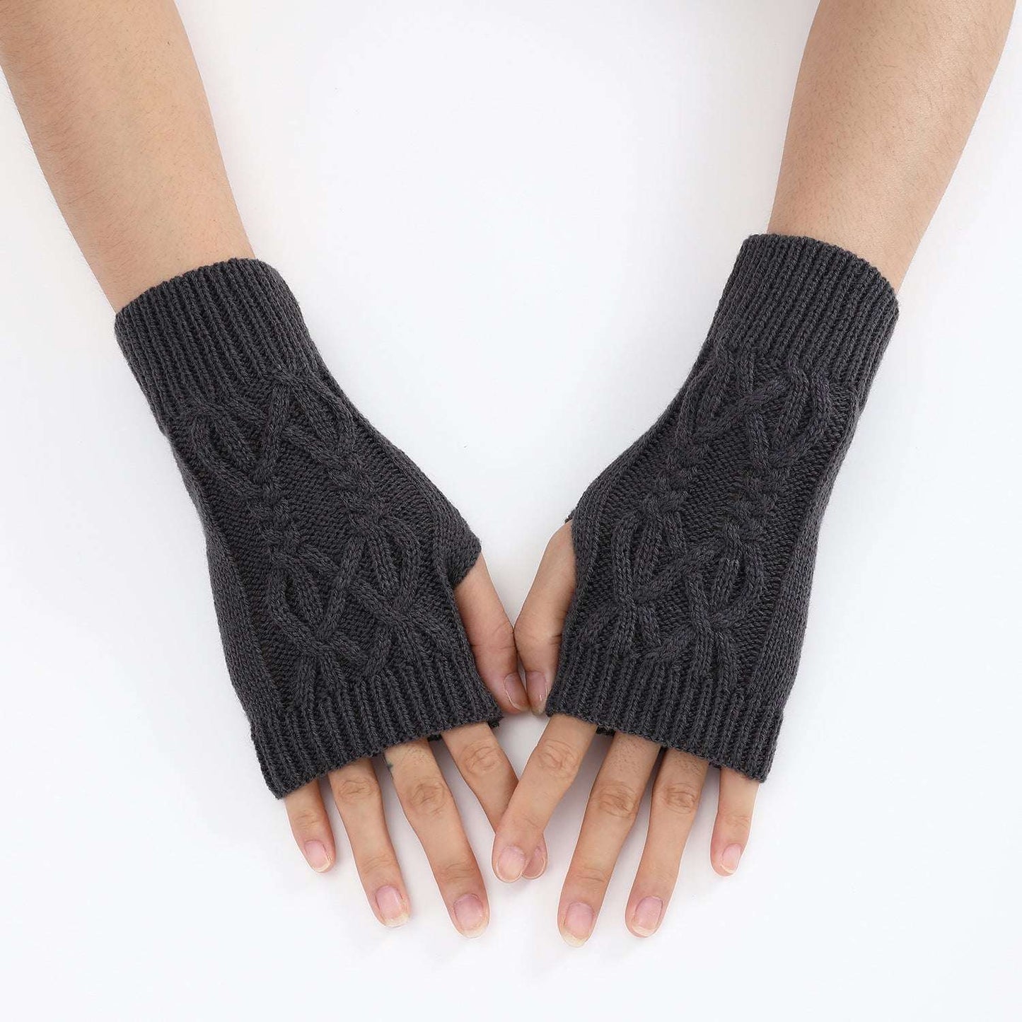 Knitted Half Gloves Female Cute Winter Open Finger Half Finger Student Male And Female Couple Wool - globaltradeleader