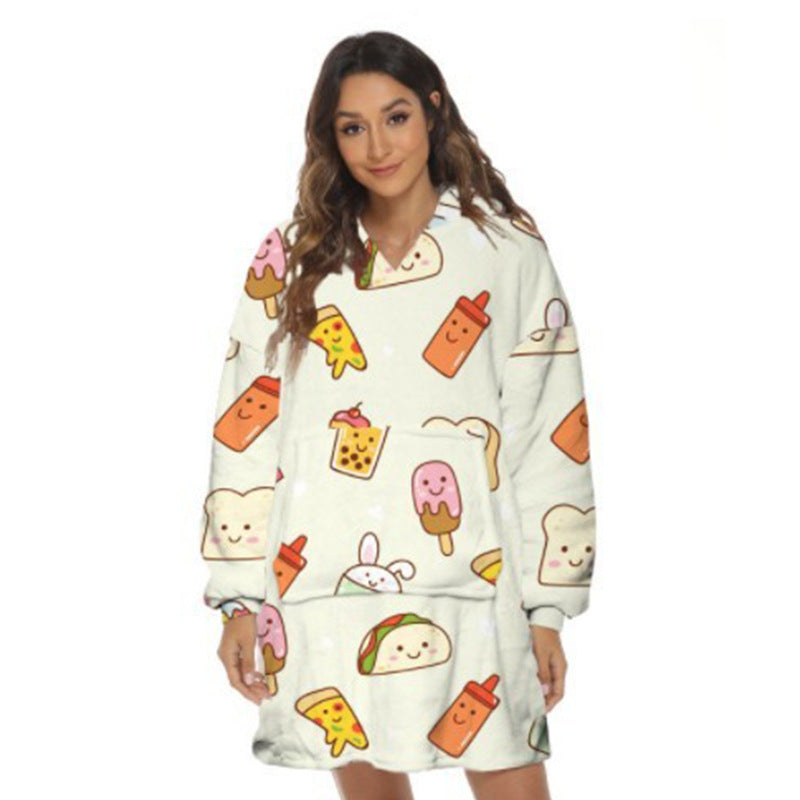 Cartoon Fruit Printed Lazy Blanket Hooded - globaltradeleader