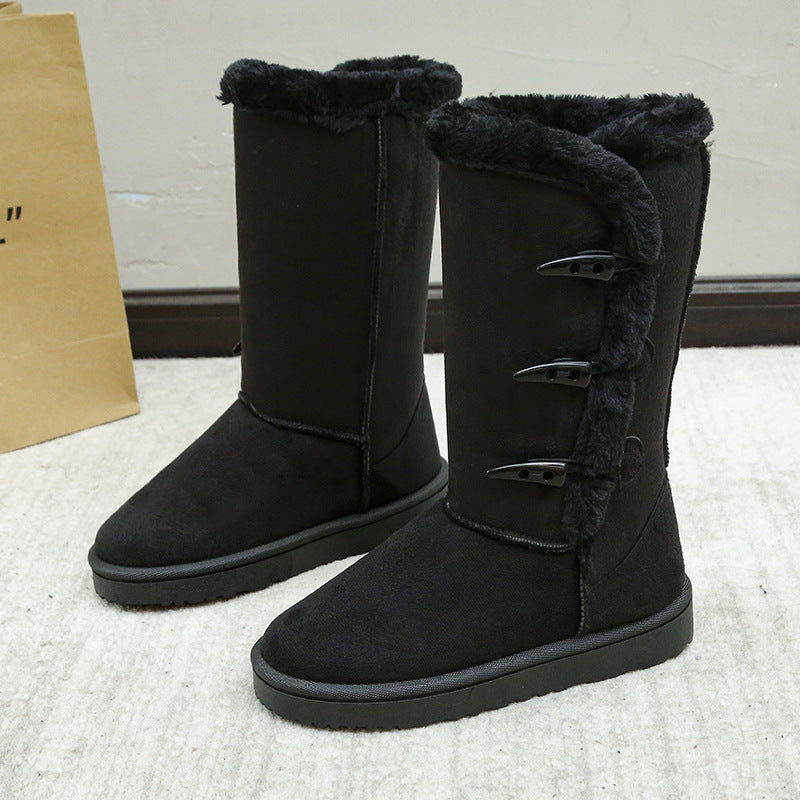 Cotton Shoes Thickened Mid-top Snow Boots Middle Tube Leather Boots - globaltradeleader