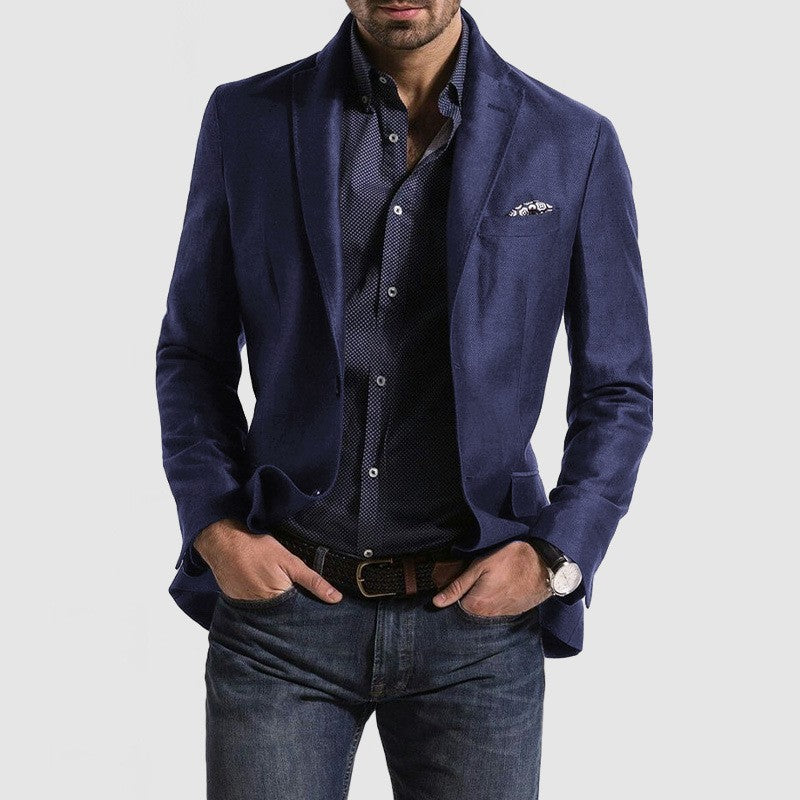 Men's Loose Solid Color Double Button Suit Jacket - globaltradeleader