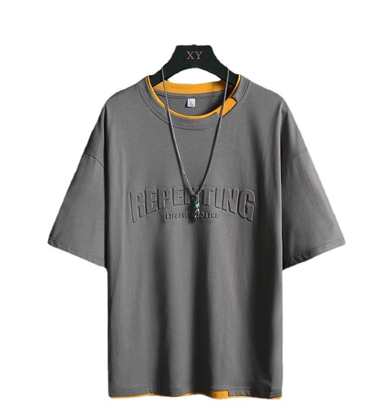 Fake Two-piece Casual Bottoming Shirt Summer Short-sleeved