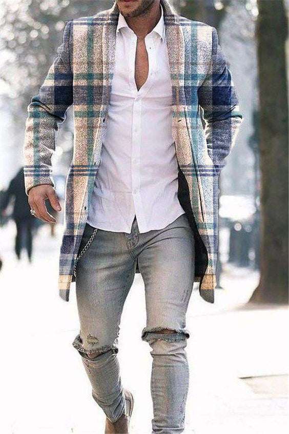 Men's Woolen Stand Collar Mid-length Trench Coat - globaltradeleader