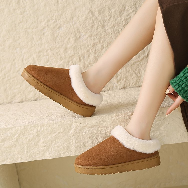 Women Winter New Round Head Leisure Slip-onPlus Size Cotton Shoes - globaltradeleader
