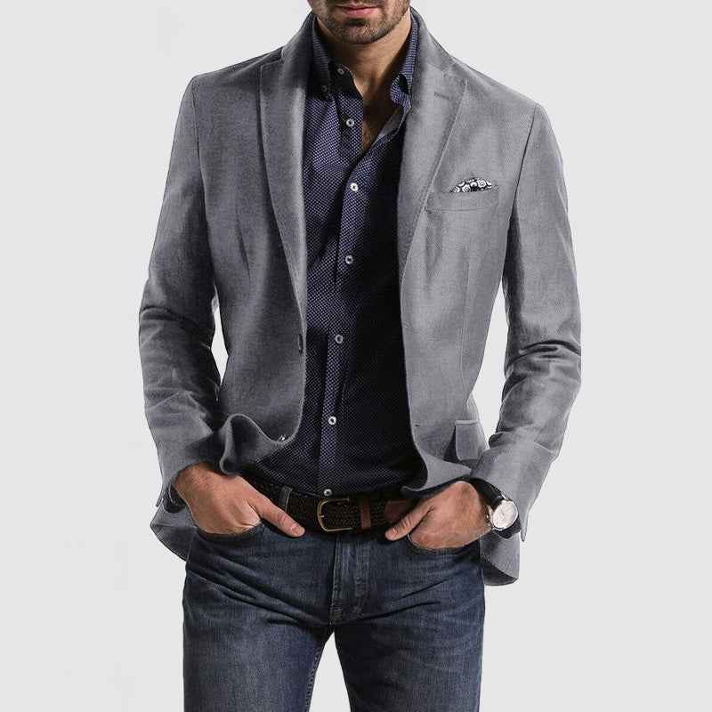 Men's Loose Solid Color Double Button Suit Jacket - globaltradeleader