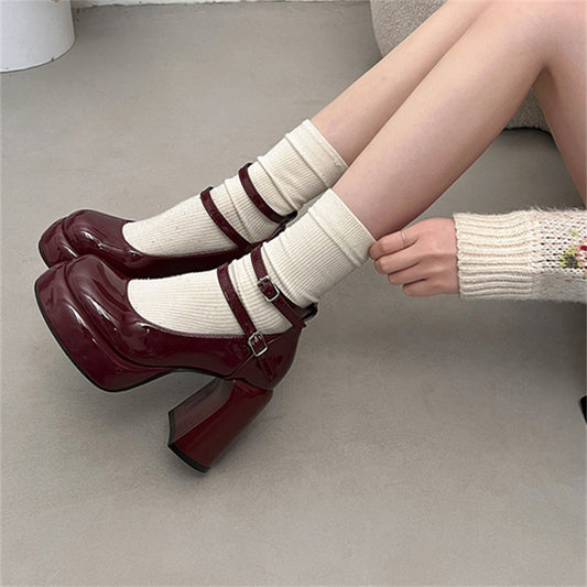 French High Heel Mary Jane Shoes Women - globaltradeleader